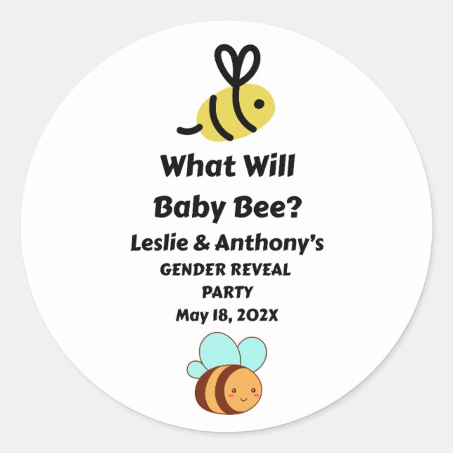 Was wird das Baby Bee Geschlecht zeigen Party Runder Aufkleber (Vorderseite)