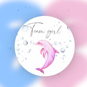 Was wird das Baby sein, Team Mädchen Runder Aufkleber