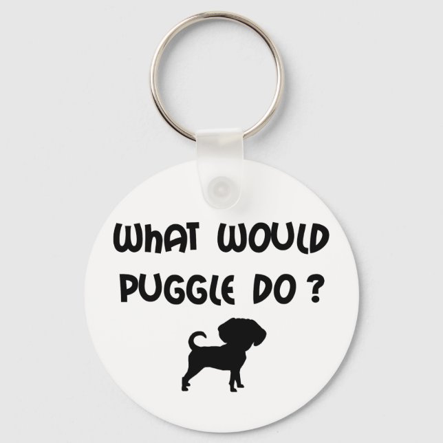 Was würde Puggle tun? Schlüsselanhänger (Vorderseite)