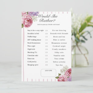 Was würde sie wählen? Florales Brautbad-Spiel Einladung
