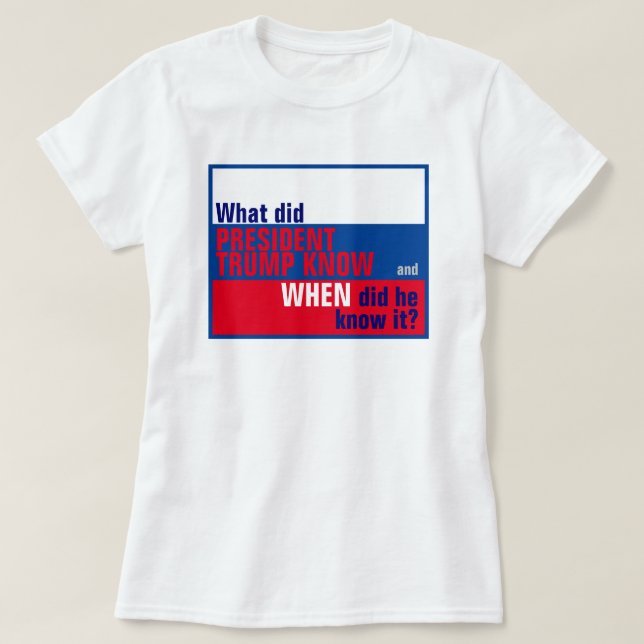 Was wusste Trump und wann wusste er, dass es eine  T-Shirt (Design vorne)