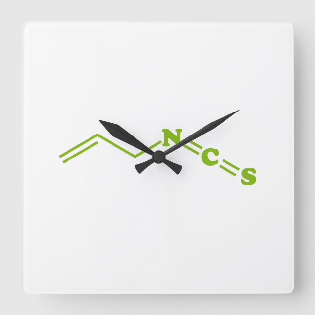 Wasabi Allyl Isothiocyanate Molecular Formula Quadratische Wanduhr (Vorderseite)