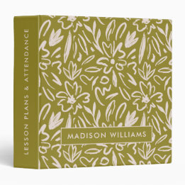 Wasabi Green Abstrakt Boho Musterteacher Planner 3,8 Cm Ordner