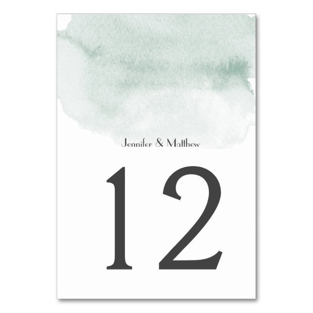 Wasabi Green Watercolor Wash | Tischnummer (Vorderseite)
