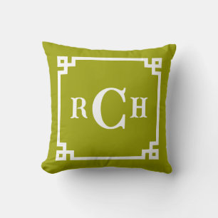 Wasabi Reverse Chinoiserie Griechisches Schlüsselm Kissen