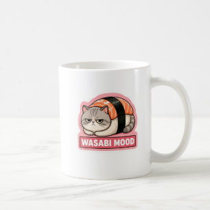 Wasabi-Stimmung Lustige mürrische Katze Sushi Meme Kaffeetasse