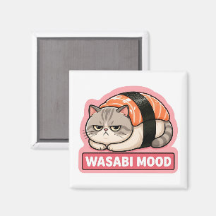 Wasabi-Stimmung Lustige mürrische Katze Sushi Meme Magnet