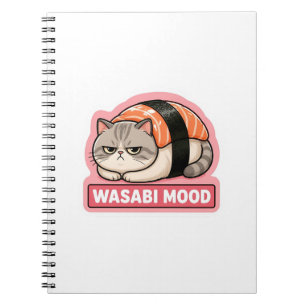 Wasabi-Stimmung Lustige mürrische Katze Sushi Meme Notizblock