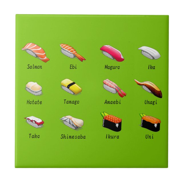 Wasabi Sushi Japanisch niedliches Essen Fliese (Vorderseite)