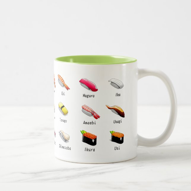 Wasabi Sushi Japanisch niedliches Essen Zweifarbige Tasse (Rechts)