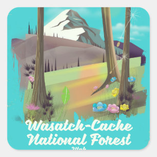 Wasatch-Cache National Forest Utah Urlaubs Poster Quadratischer Aufkleber