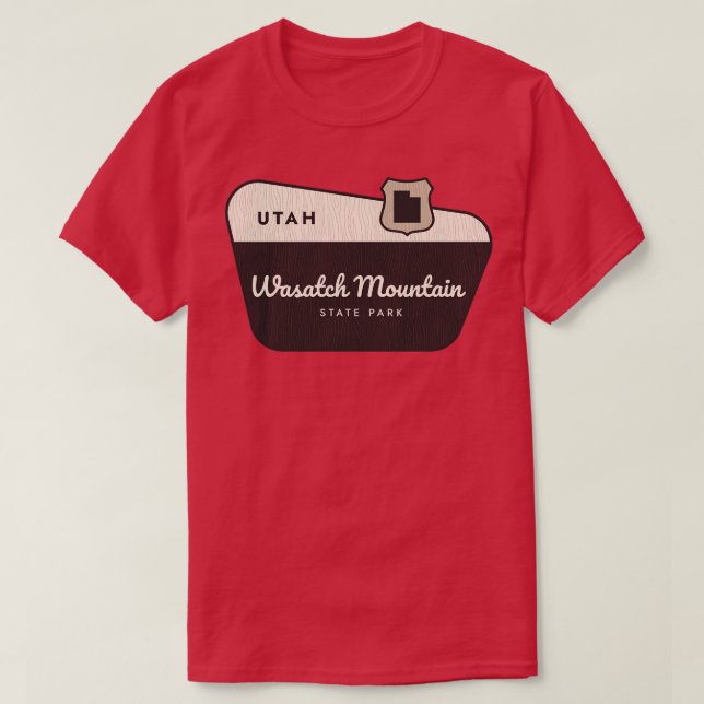 Wasatch Mountain Staat Park Utah Begrüßungszeichen T-Shirt (Design vorne)