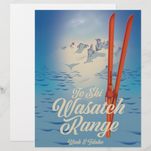 Wasatch Range Utah & Idaho Skiposter Briefbogen