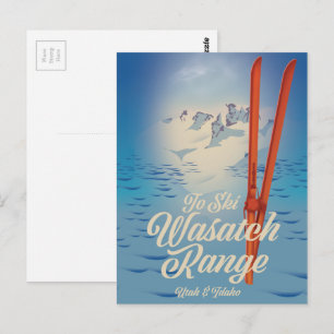 Wasatch Range Utah & Idaho Skiposter Postkarte