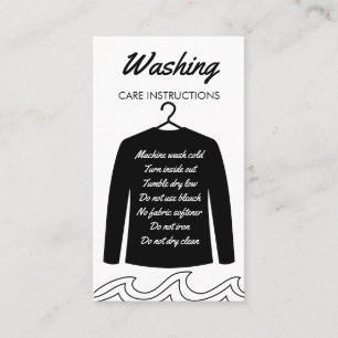 Waschanleitung für schwarzes Langarmshirt Visitenkarte