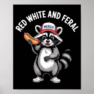 Waschbär 4. Juli Kleinkind Jungen Rot Weiß Poster