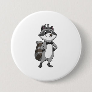 Waschbär als Bräutigam mit Krawatte Button