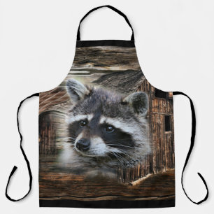 Waschbär an der alten Scheune Schürze