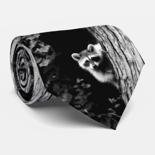 Waschbär auf einem Baum Schwarz-Weiß-Herrenbekleid Krawatte