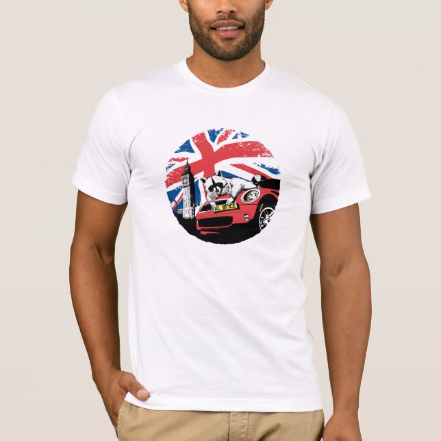 Waschbär auf Mini in London T-Shirt (Vorderseite)