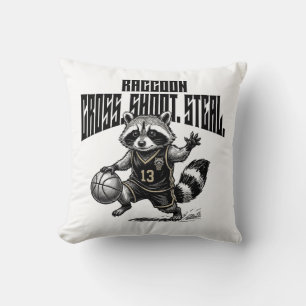 Waschbär-Basketballstar - Kreuz-Schuss-Raub-Grafik Kissen