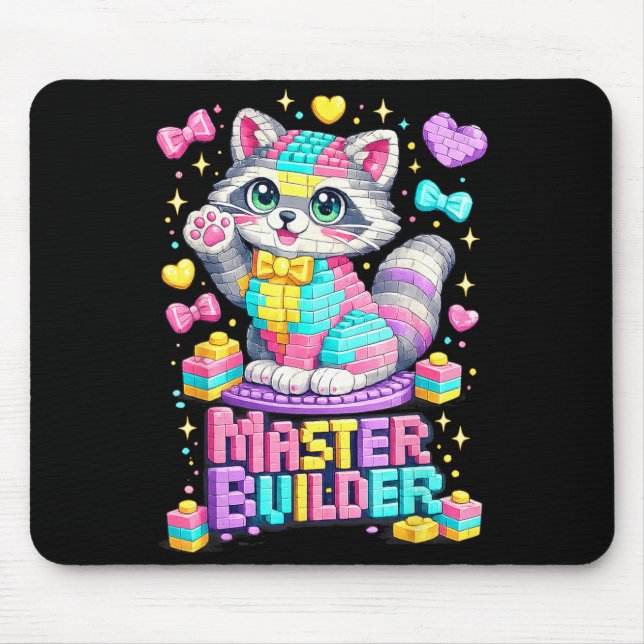 Waschbär-Baustein-Blöcke-Jungen-Mädchen Mousepad (Vorne)