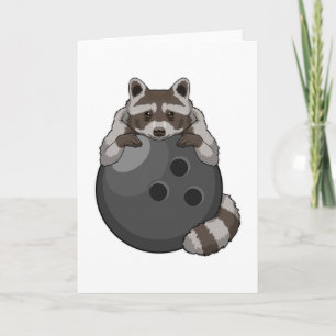 Waschbär beim Bowling mit Bowlingkugel Karte