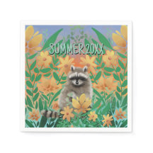 Waschbär Blumen Sommer
