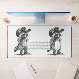 Waschbär Cowboy Lustiger Waschbär Grafik Meme Männ Schreibtischunterlage