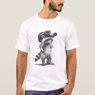 Waschbär Cowboy Lustiger Waschbär Grafik Meme Männ T-Shirt