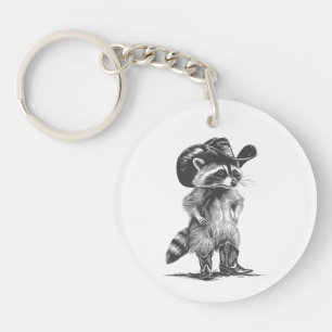 Waschbär-Cowboy Lustiges Waschbär-Grafik-Meme Männ Schlüsselanhänger