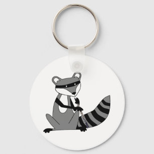 Waschbär, der das Oboe spielt Schlüsselanhänger