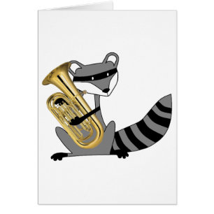 Waschbär, der den Euphonium spielt