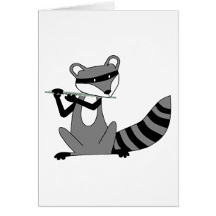 Waschbär, der die Flöte spielt