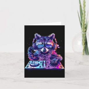Waschbär Dj Edm Techno House Musik Lustiges Tier L Karte