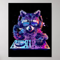 Waschbär Dj Edm Techno House Musik Lustiges Tier L