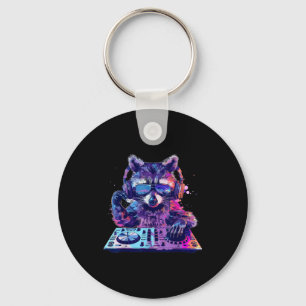 Waschbär Dj Edm Techno House Musik Lustiges Tier L Schlüsselanhänger