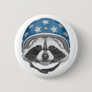 Waschbär-Draufgänger Button
