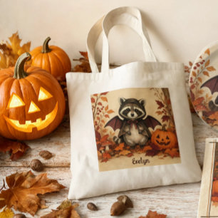 Waschbär-Fledermaus-Kostüm Halloween personalisier Tragetasche