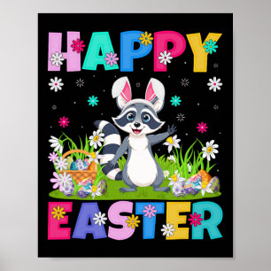 Waschbär Frohe Ostern Eierjagd Hasenohren Waschbär Poster