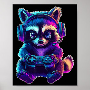 Waschbär-Gamer-Shirt Lustiges Videospiel Tier Gami Poster