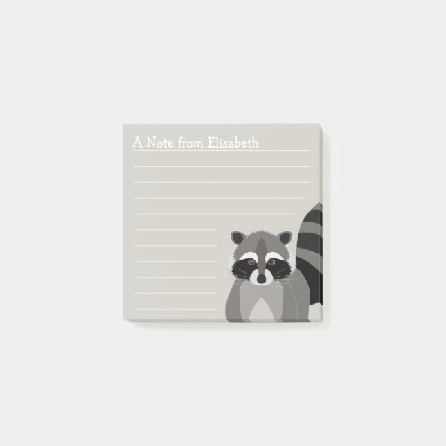 Waschbär-Gauner-kundenspezifische Farbe und Name Post-it Klebezettel (Vorderseite)