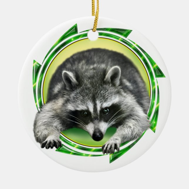 Waschbär-Gesicht Keramik Ornament (Vorne)