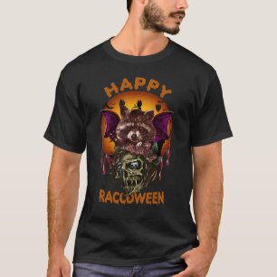 Waschbär Halloween Hexe Fledermaus Schädel Tier M T-Shirt