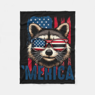 Waschbär Happy 4. Juli Waschbär Amerikanisch Fleecedecke