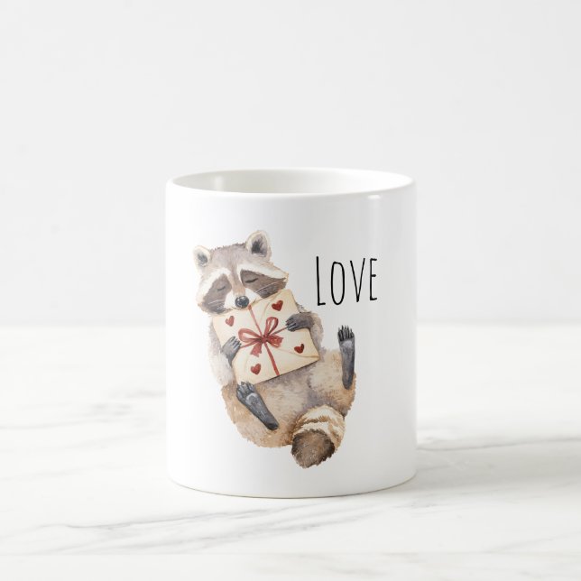 Waschbär-Herzen-Geschenk Kaffeetasse (Mittel)