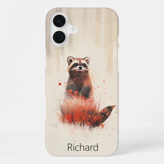 Waschbär im Wald iPhone 16 Plus Hülle (Rückseite)
