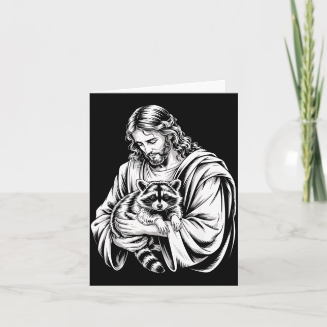 Waschbär Jesus Waschbär zerstört Waschbär Tier Was Karte (Vorderseite)