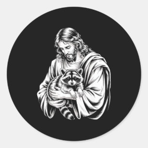 Waschbär Jesus Waschbär zertrampelt Waschbär Tier Runder Aufkleber