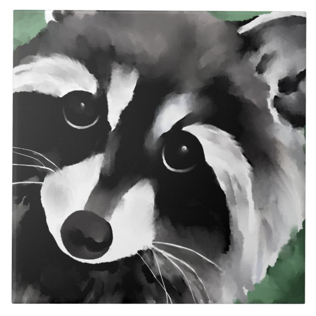 Waschbär-Kunst Fliese (Vorderseite)